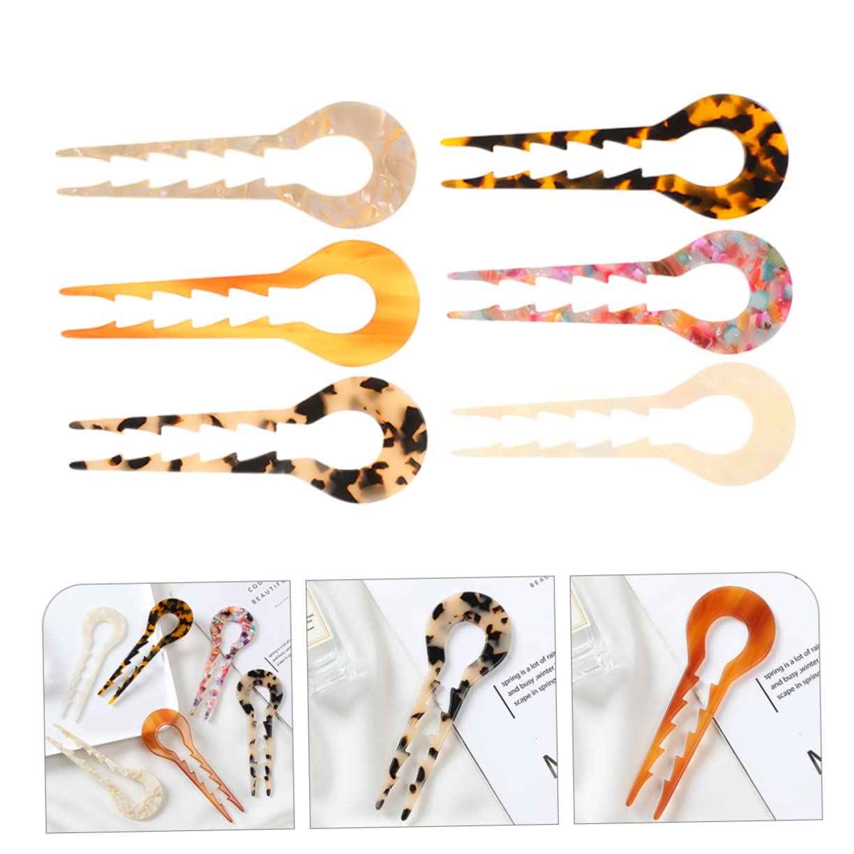 FRCOLOR 2 Set Di Bastoncini Per in Acetato Di Per Donne E Ragazze Fermagli Per Per Chignon 6 Pezzi*2
