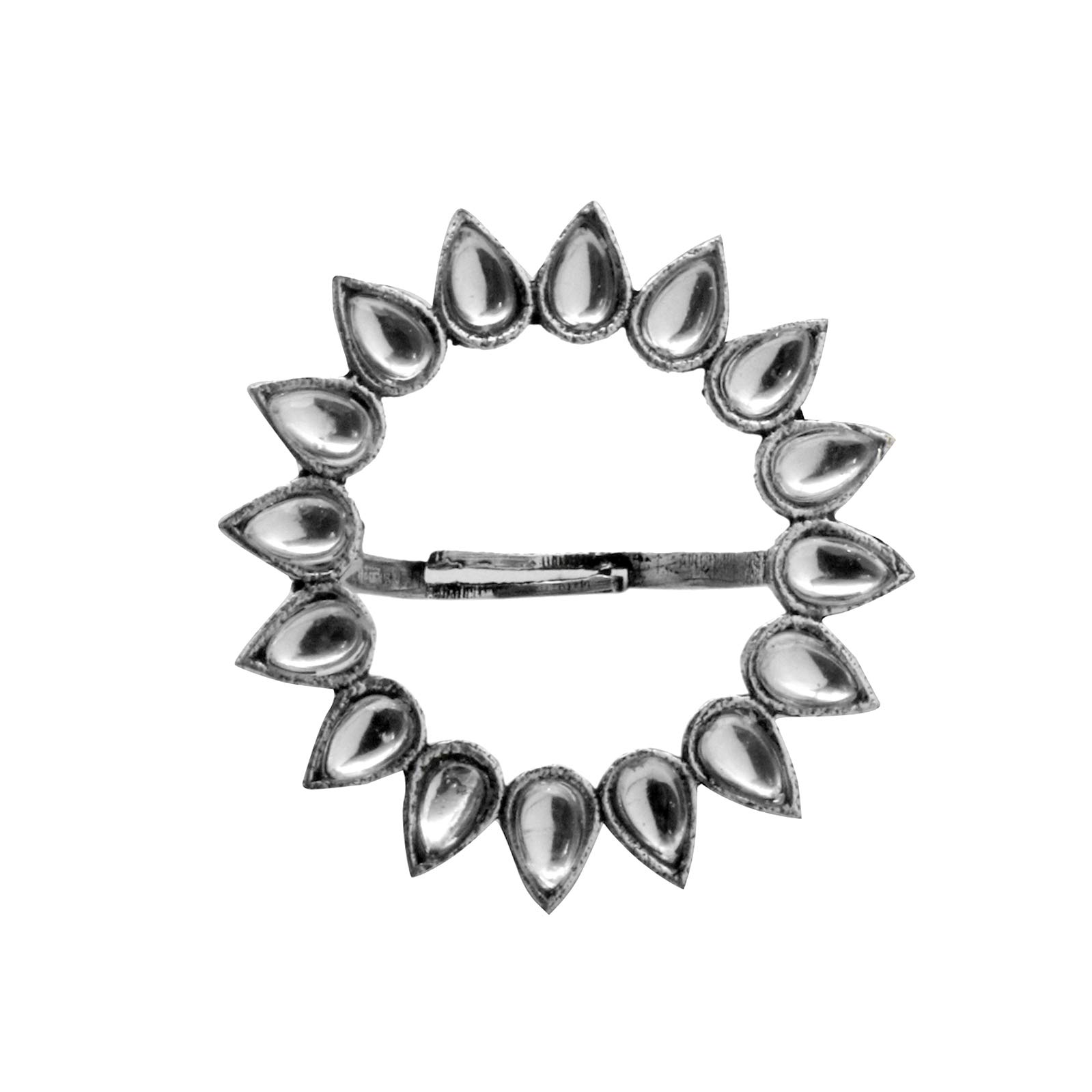 Loop Polki Silver Oxidized Ring For Women-image-13