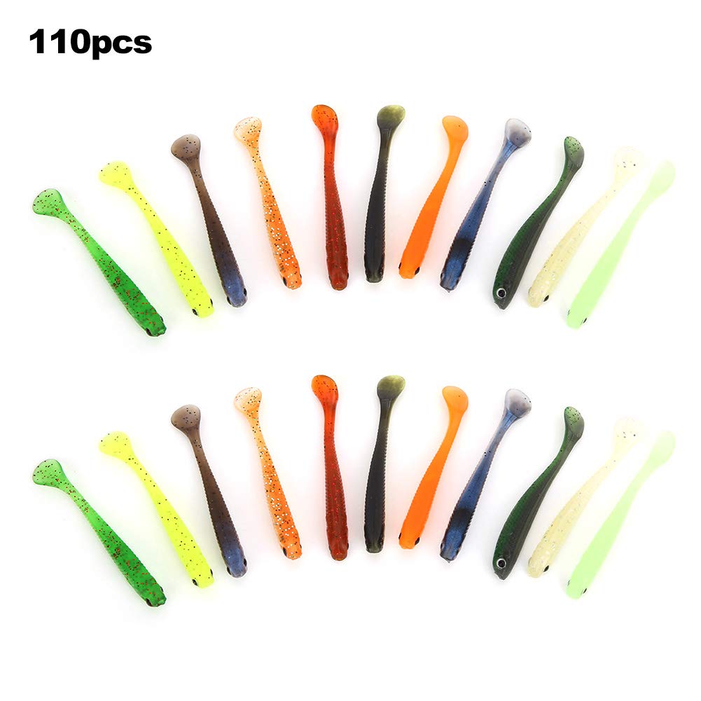 Esca Artificiale da Pesca Piccolo Pesce 55mm, Coda a T, Materiale Morbido e Durevole, Colori Brillanti per Attirare l'Attenzione dei Pesci