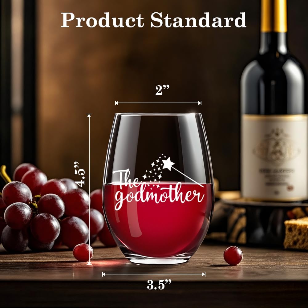 The Godmother Wine Glass, Birthday Christmas Thanksgiving Christmas Baptism Gifts for Mom Sister Grandma BFF Aunt Godmother Women, Appreciation Thank You Gifts for Mom Grandma Aunt Lady - Image 2