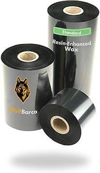 6 Rolls Wolfbarco 4.33" x 1345 110mm x 410m Standard Thermal Transfer Wax Ribbon for Label & Barcode for SATO, Core Size 1", CSI Coated Side in