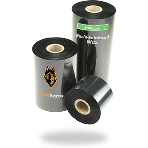 24 Rolls Wolfbarco 4.33" x 1476' (110mm x 450m) Black Standard Wax Thermal Transfer Ribbon Compatible with Zebra ZT200, ZT220, ZT230, ZT410, ZT420, ZT610,TEC, INTERMEC,Citizen,TSC,GODEX,ARGOX printers