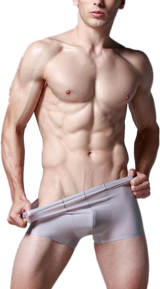 New Material Ice Silk Sexy Men Boxers Super Smooth and Breathable Four Corner Underwear Lavender