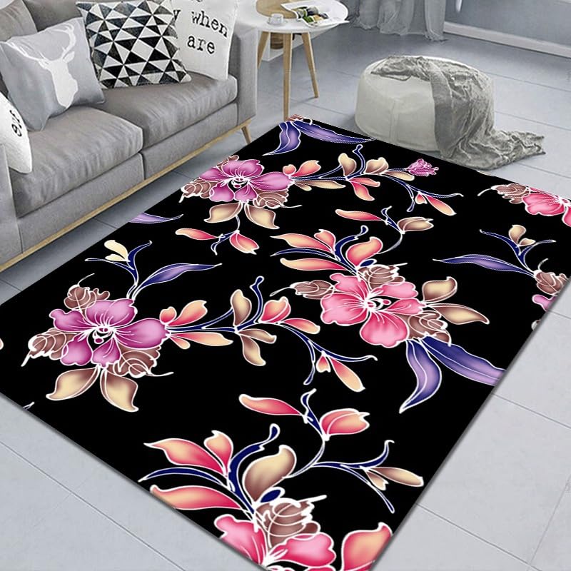 Tapis entree interieur fleurs rose pourpre pour la maison