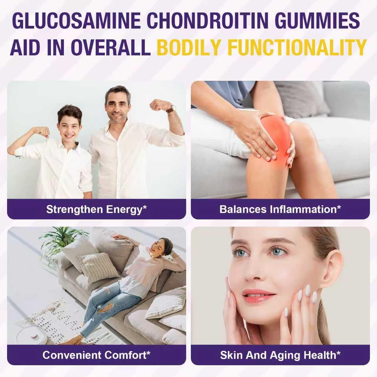 2 Packs 3000MG Glucosamine Chondroitin Gummies with MSM & Elderberry Extra Strength - Joint Support, Antioxidant Immune Support Supplement for Adults, Men & Women - 120 Blueberry Gummies - Image 5