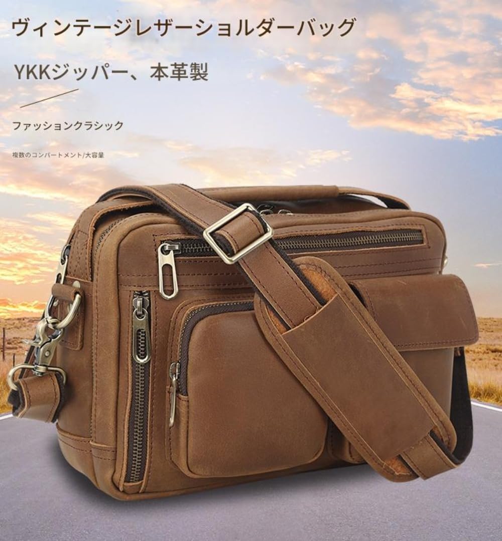 本革 ショルダーバッグ 【白髪】 メンズ レザー 🏈 軽量 防水 斜めがけ 本革 ショルダーバッグ 【白髪】 メンズ レザー 🏈 軽量 防水 斜めがけ