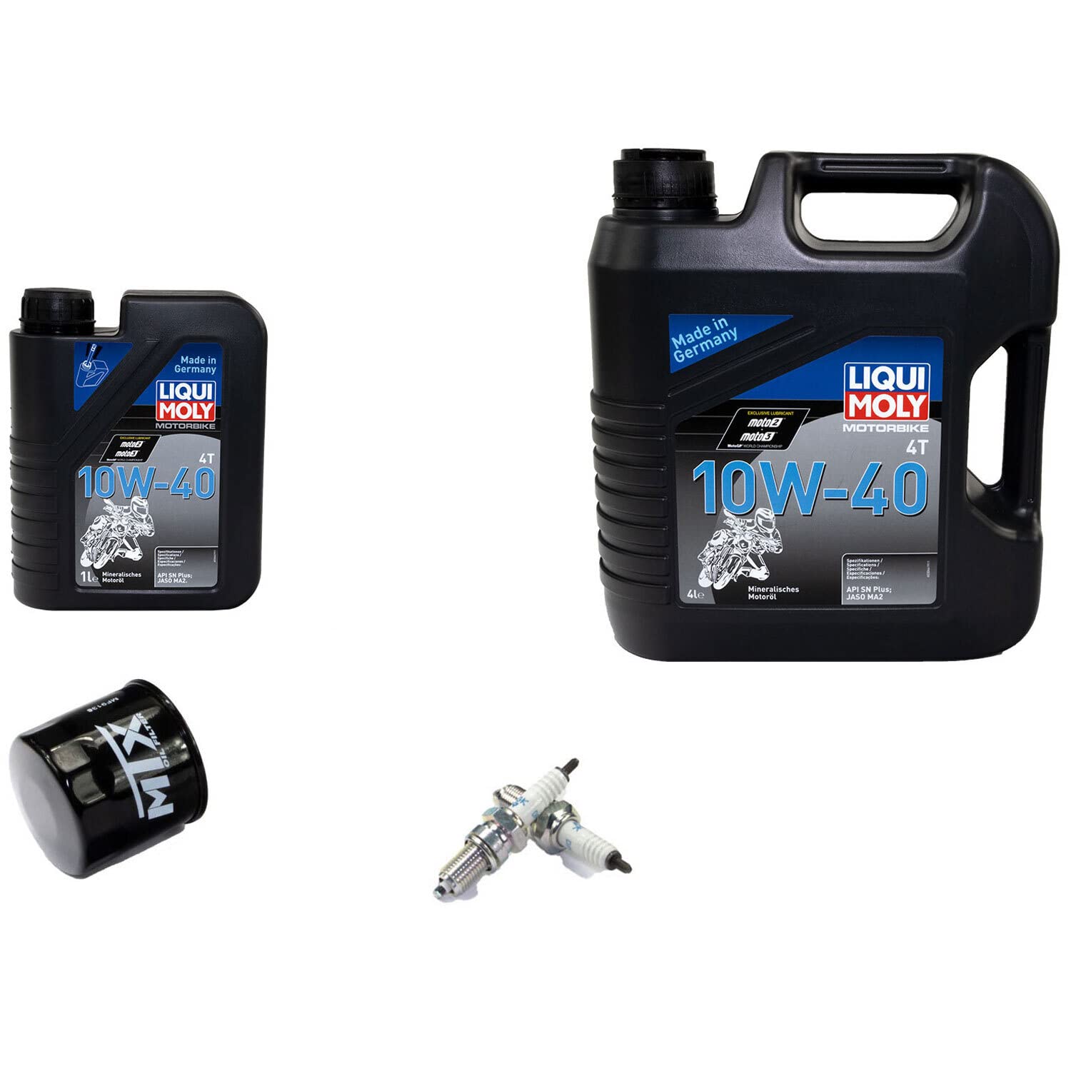 Wartungspaket Öl 5L + Ölfilter + Zündkerzen für Suzu ki VL 1500 VL1500 WVAL AL Baujahr 1998-2009