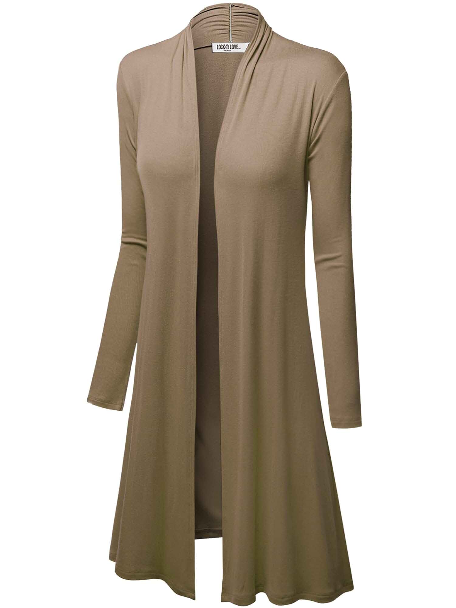 Lock and Love Women's Long Cardigan – Fall Casual Draped Open Front Lightweight Duster with Long Sleeves