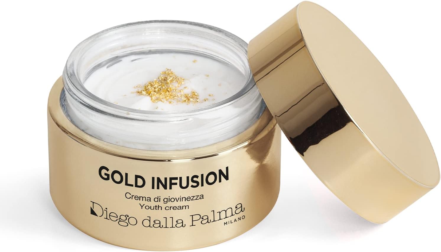Diego dalla Palma Gold Infusion - Youth Skin Cream - Blend Of 30 Natural Oils And Pure Gold Leaves - Recharge The Skin Of Strength And Youthfulness - Hydrates And Nourishes - 1.5 Oz