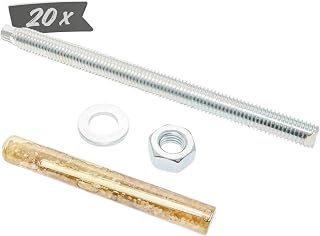 Verbundanker 20er Set M10 x 130 mm inkl. Gewindestange, Mutter & Unterlegscheibe – Schwerlastanker für Beton – Verzinkte Ankerstange – Chemischer Dübel für Zaunpfosten, Tore & Geländer