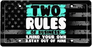 Two Rules of Business, Mind Your Own Aluminum License Plate with Accessories Included 12.3 X 6.3 in Decorative