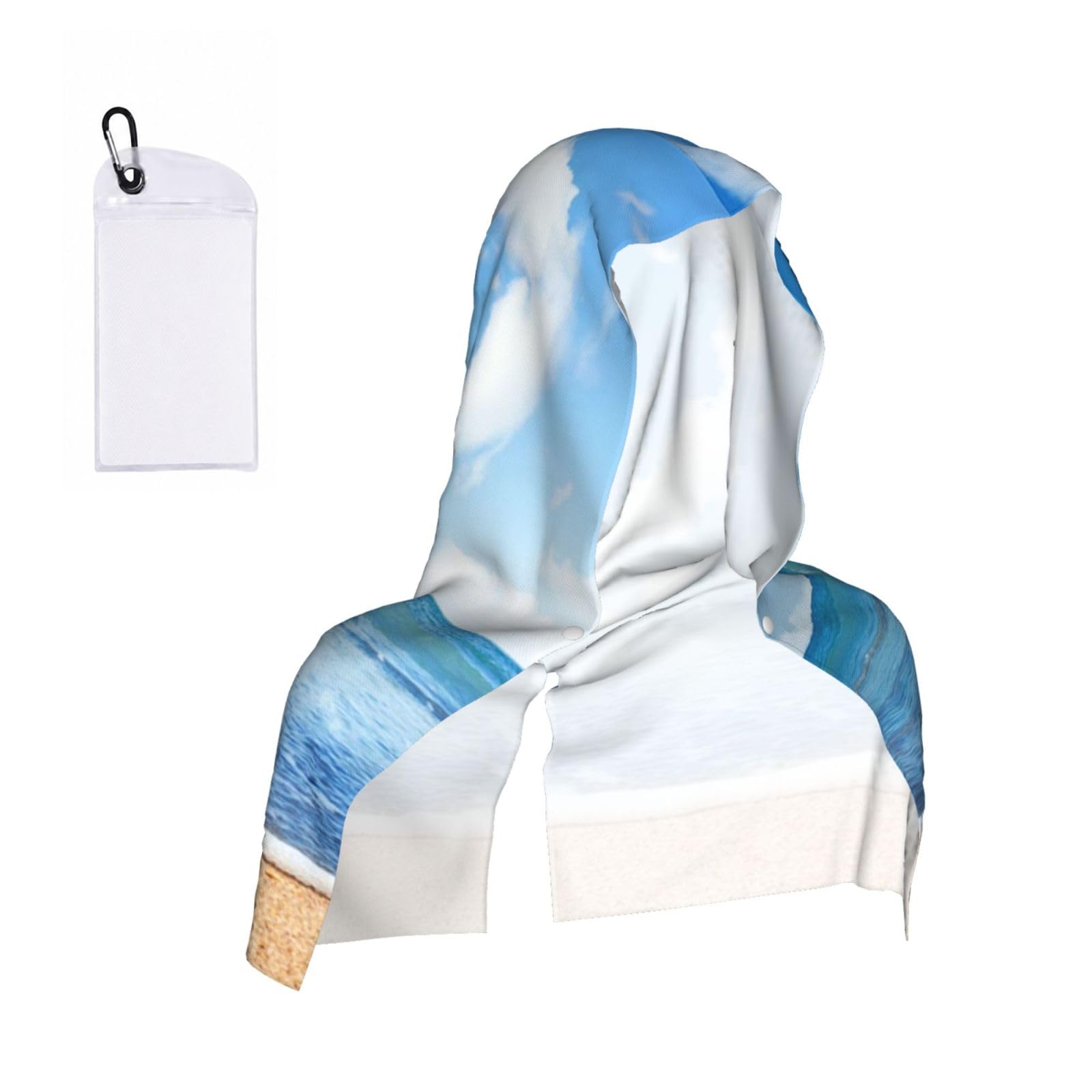 ESNAIUVCD Heart Shape Romantic Beach Print Multifunctional Cooling Hoodie Bandana Portable Sweat Absorbing Design For Beach Workouts Exercise Heat Relief Accessories
