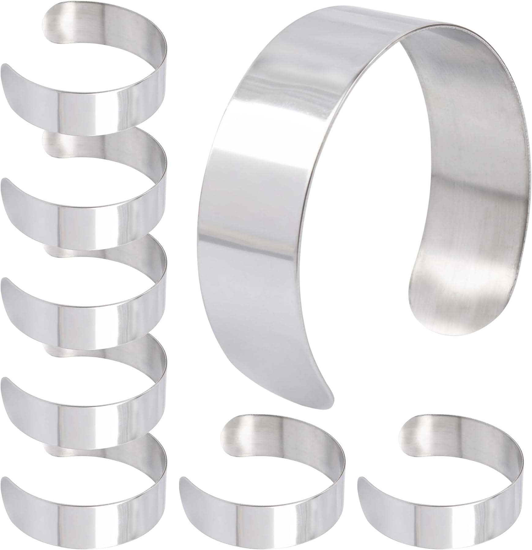 Framendino, 8 Pack Stainless Steel Cuff Bracelet Blanks Core Ring Set Stamping Bangle Bracelets for Laser Engraving Jewelry Making 20mm