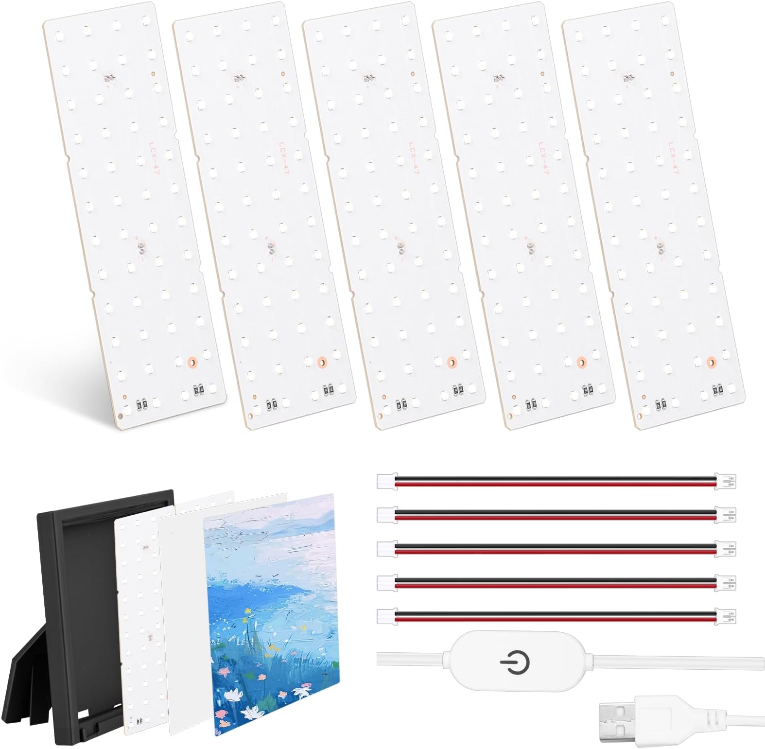 5 Sets 3D Printer Accessories Lithophane LED Backlight Board Replacement Kit Compatible with Bambu Lab A1/A1 mini/ P1P/P1S/P2S/X1C/X1E/H2D/H2S 3D Printer CMYK LED Backlight Board(5 Sets)