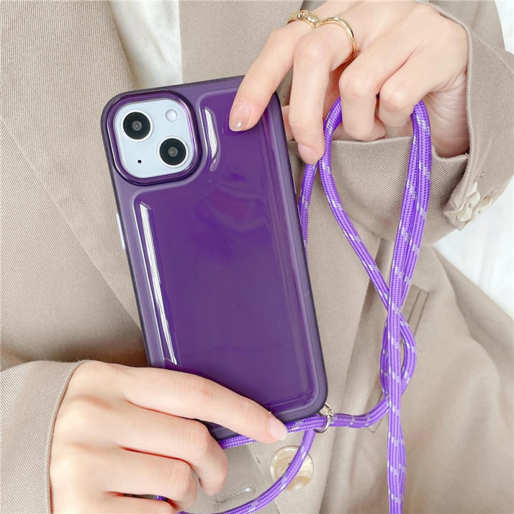 Coque cordon iPhone X violette silicone transparent antichoc