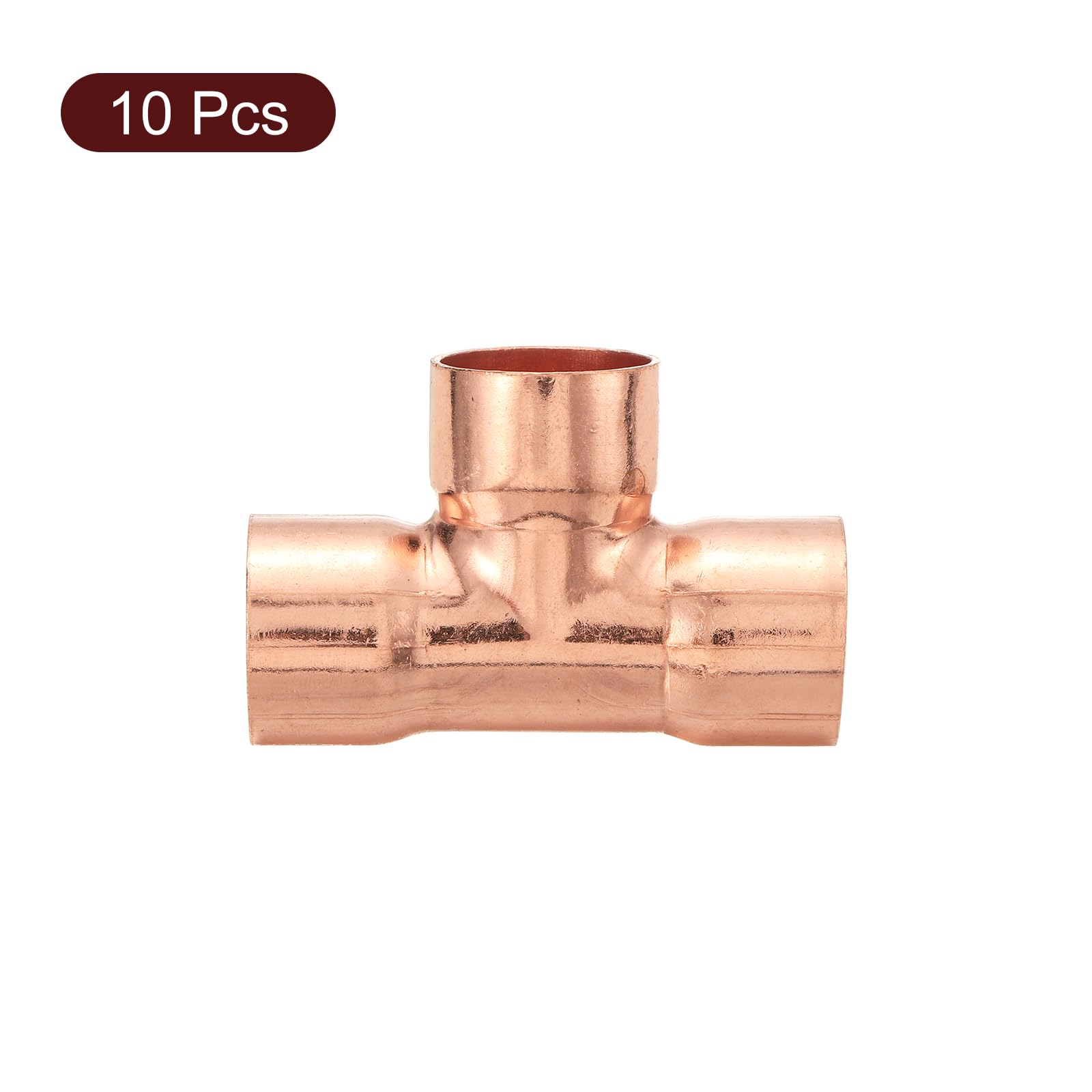 QUARKZMAN 3/4 Pulgadas x 3/4 Pulgadas x 3/4 Pulgadas Tee Reductor de Cobre Conector de Tubería de Cobre a Presión para Suministro de Fontanería y Refrigeración 10 Piezas