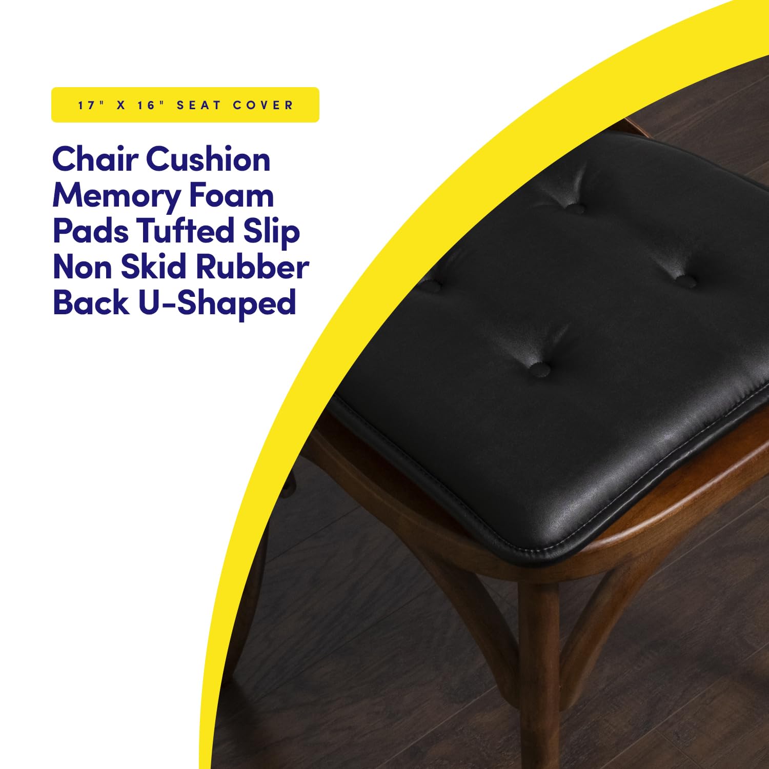 Cuscino Per Sedia Memory Foam Con Fissaggi – Retro Antiscivolo In Silicone – Fodera Lavabile – Nero/Bianco Taglia S - 4