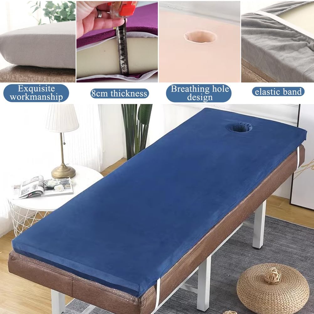 Purple(s),185 * 70cm, Foam Massage Table Mattress Topper Thick 8Cm Beauty Salon Bed Mattress Topper with Face Hole Lash Bed Mattress Topper Spa Mattress Pad Square Round Trapezoid Head