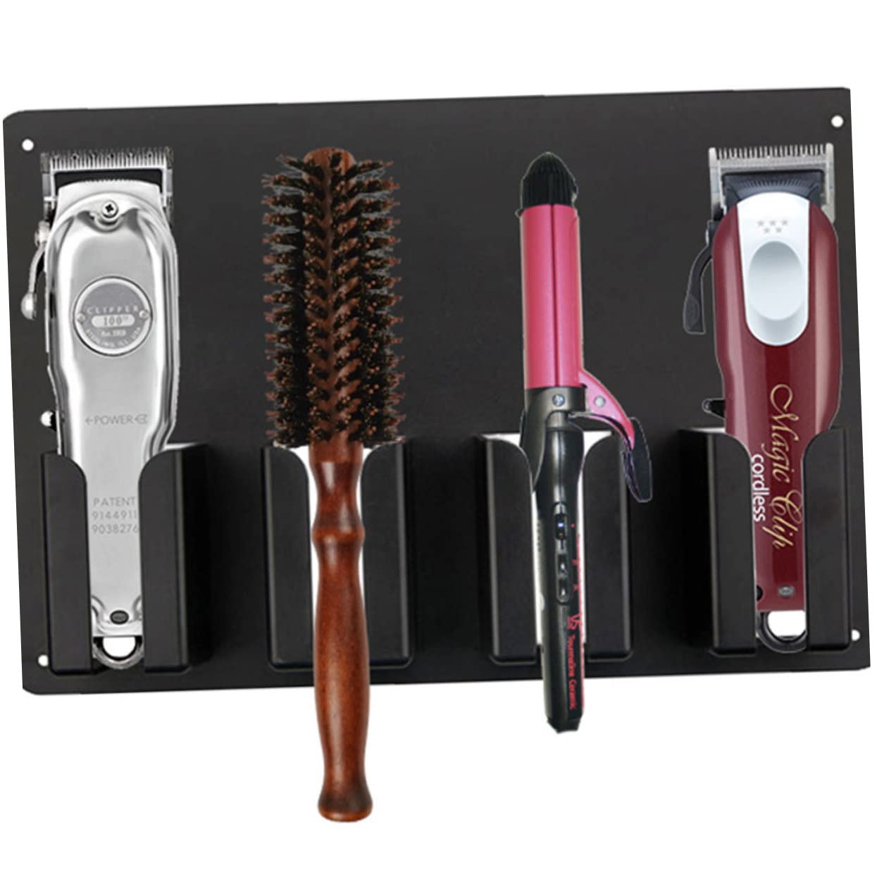 FRCOLOR 1pc Wall Mounted Hair Clipper Storage Rack Multifunctional Organizer for Hairdressing Tools Durable Holder for Home and Salon Use Easy to Install and Clean Holds up to Clippers