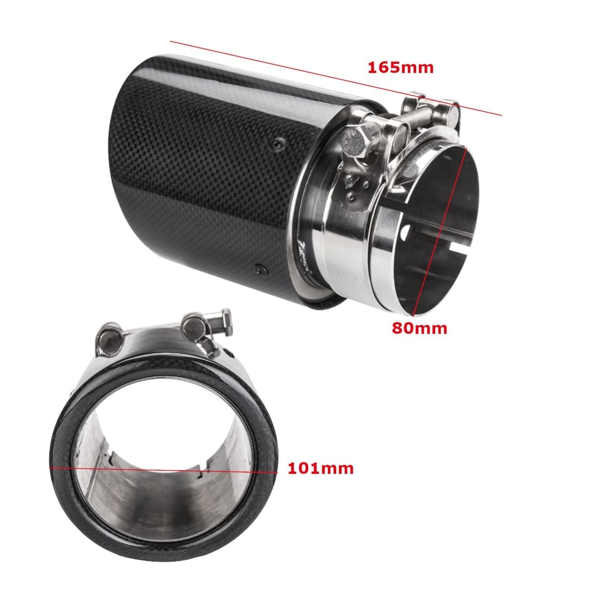 Punta Marmitta Doppia Uscita In Fibra Di Carbonio E Acciaio Inox 304, Terminale Di Scarico Lucido Per Auto, Decorativo