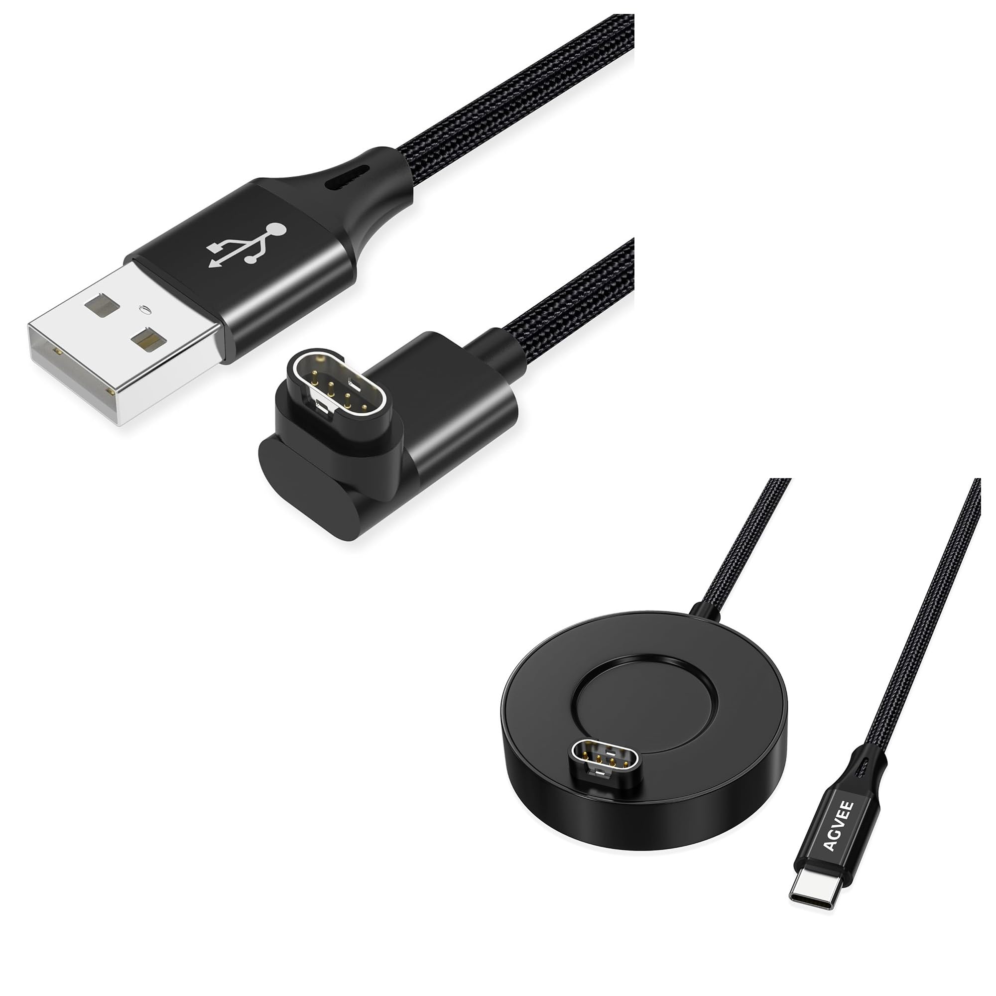 AGVEE Angled 90 Degree Charging Cable and Thin Dock for Garmin Smart Watch