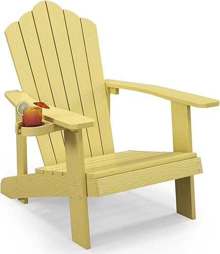 Miniatura 22 de Tangkula Silla Adirondack de gran tamaño, sillas de patio con soporte ajustable para tazas, sillones HIPS con rejillas, resistente a la intemperie