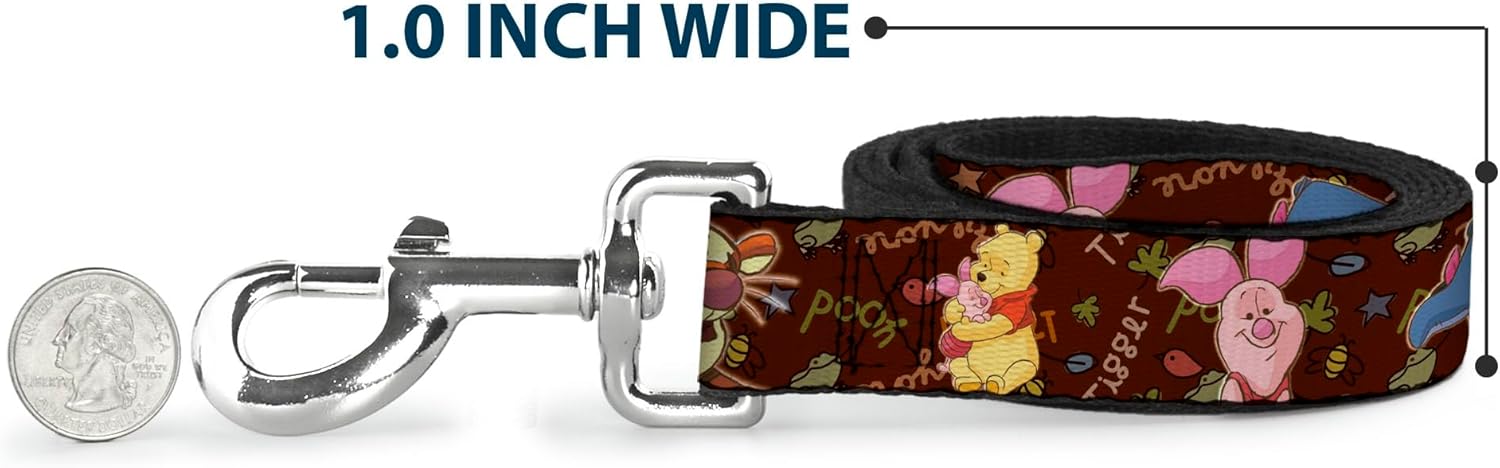 Dog Leash Winnie The Pooh Character Poses 6 Feet Long 1.5 Inch Wide