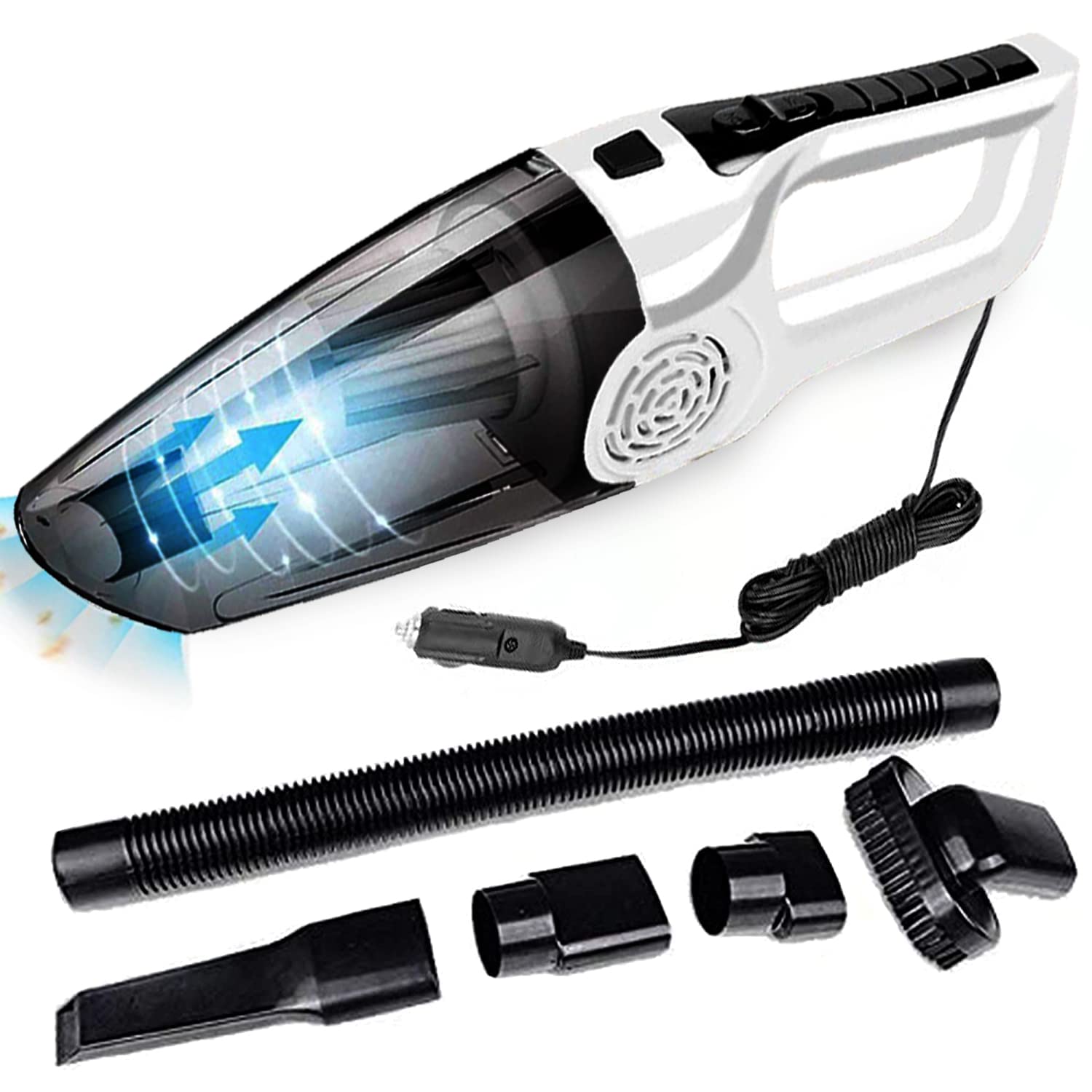 COROID Car Vacuum Powerful Portable & High Power 12V Car Handheld Vacuum Cleaner for Car and Home Wet and Dry Car Vacuum Cleaner Multipurpose Vaccum Clear (AYS-WH)