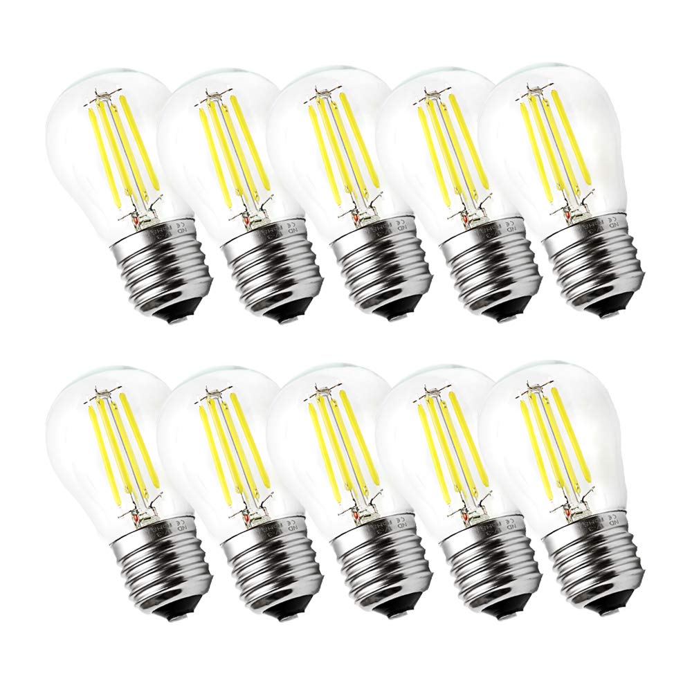Bombillas led Bombilla de filamento LED G45 E27, 40 W, Equivalente a incandescente, Pelota Golf Transparente, Blanco frío, 6500 K, 4, no Regulable, Paquete 10(4W-10 Pack)