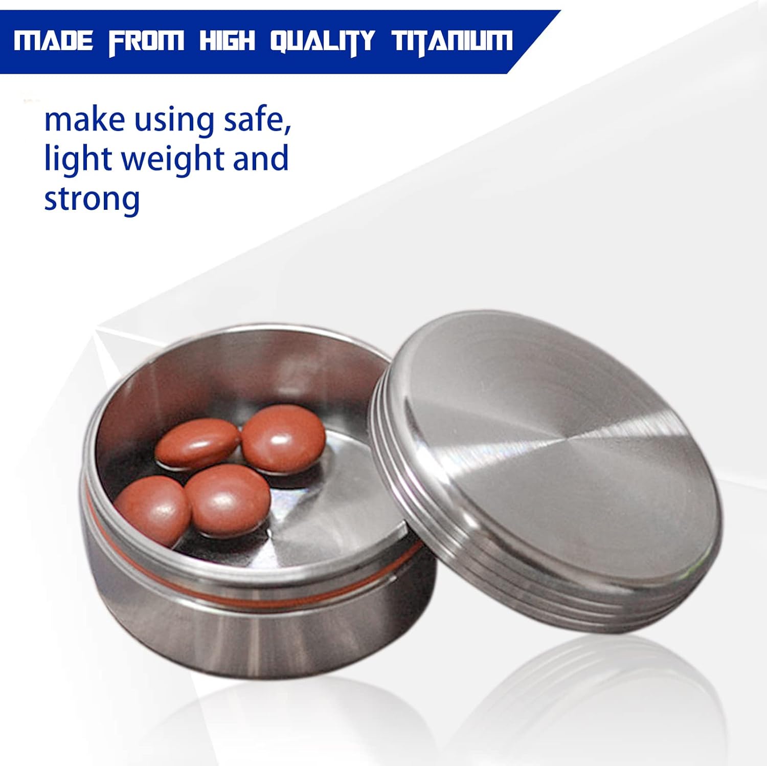 Titanium Waterproof Pill Case EDC Urgency Capsule Case Pocket Metal Box Camping Tiny Case, Silver