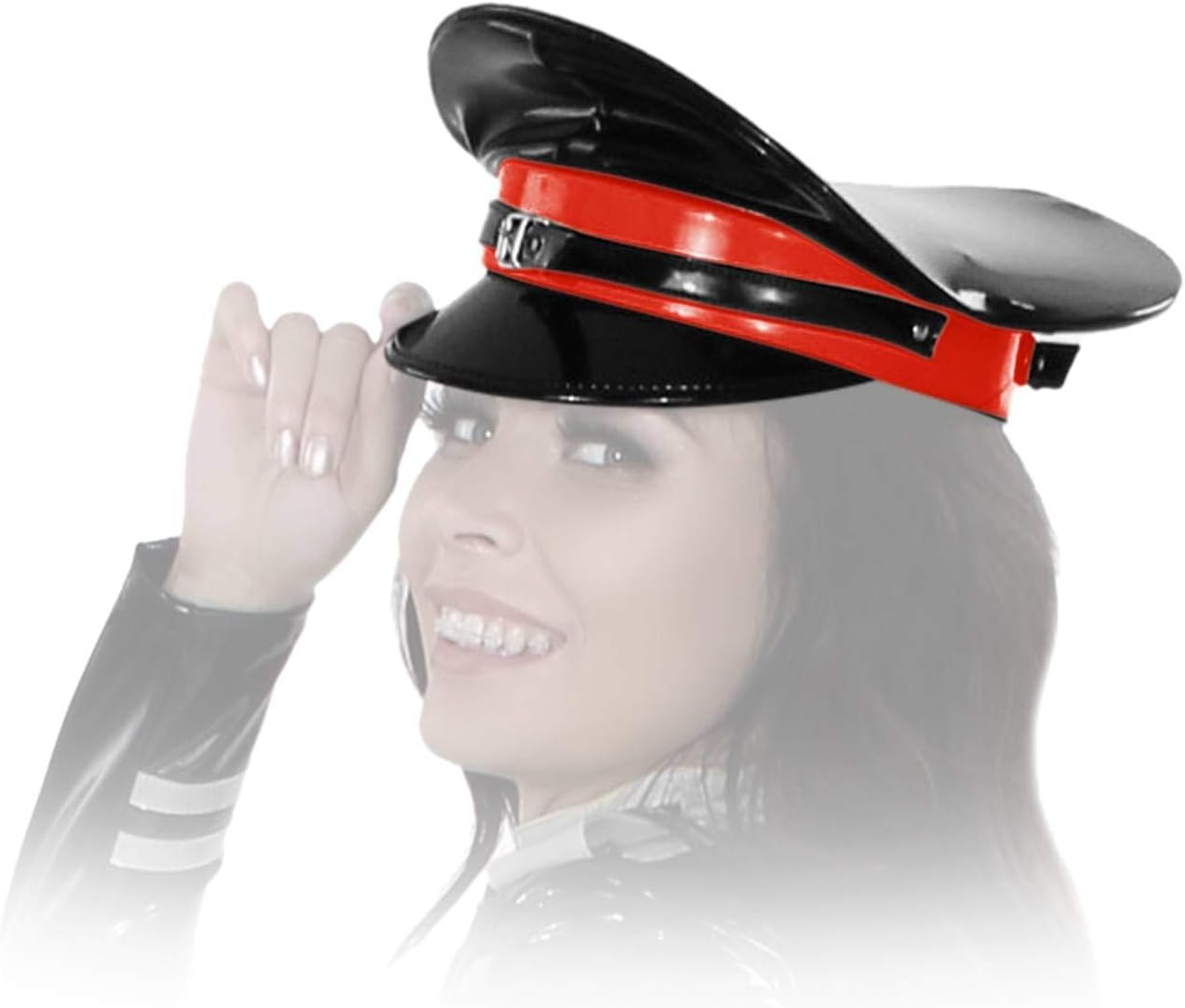 Insistline - Datex Military Style Hat/Cap with Straps, black/red, Medium