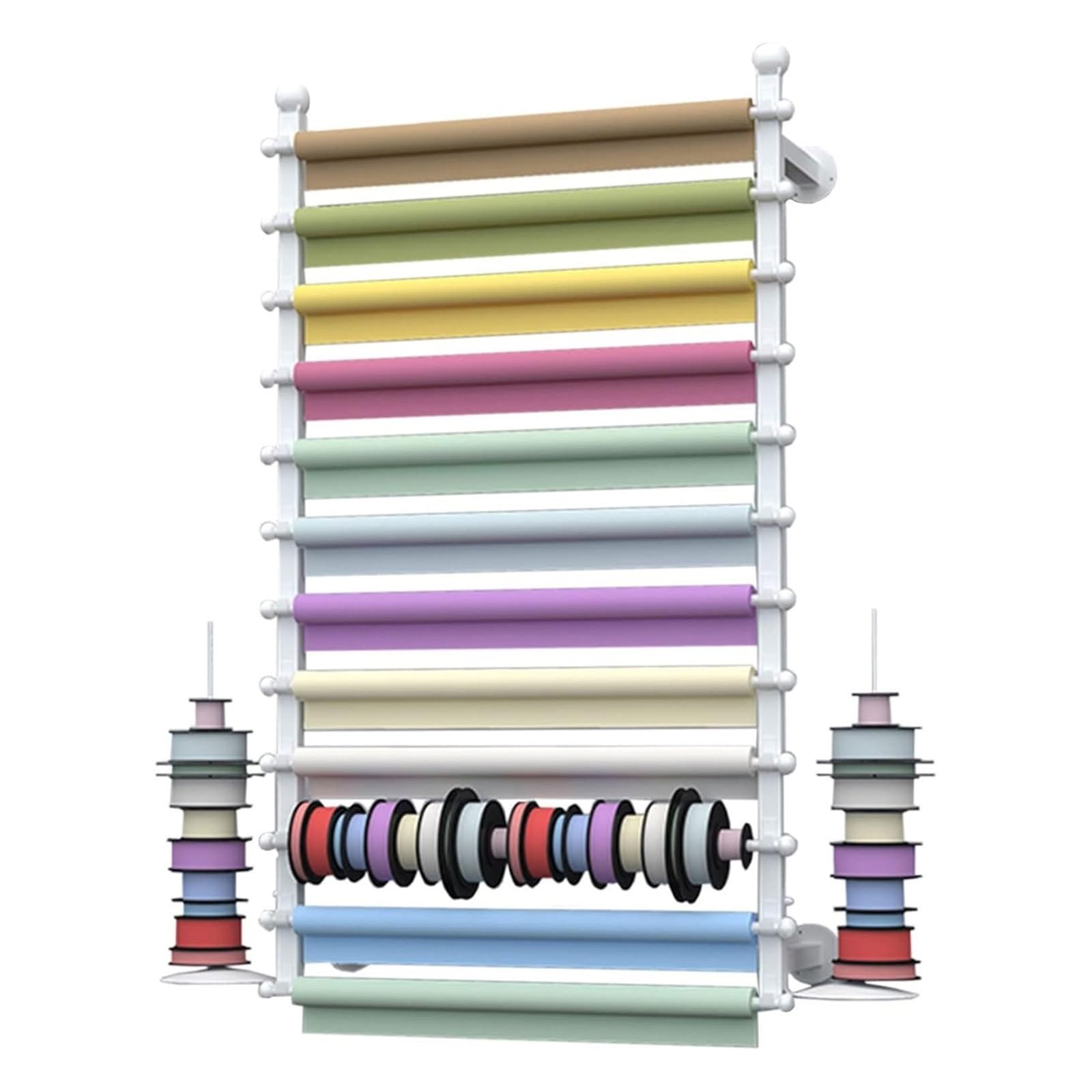 DRemdo Ribbon Holder Wall Mounted, Belt Display Rack ?Extra Large Wrapping Paper Organizer Storage Metal, Scarf Storage Rack Hanging with Mount Bracket, Sewing Room Decor (Color : White, Size : 80x2