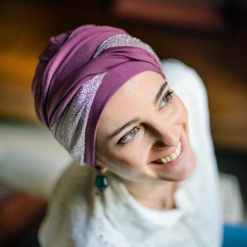 CAREBELL Turbante Oncologico Comfort Gala Malva Donna – Bandana Chemioterapia, Cappello Alopecia in Bambù senza Cuciture Vestibilità Flessibile, Ultraleggero e Traspirante