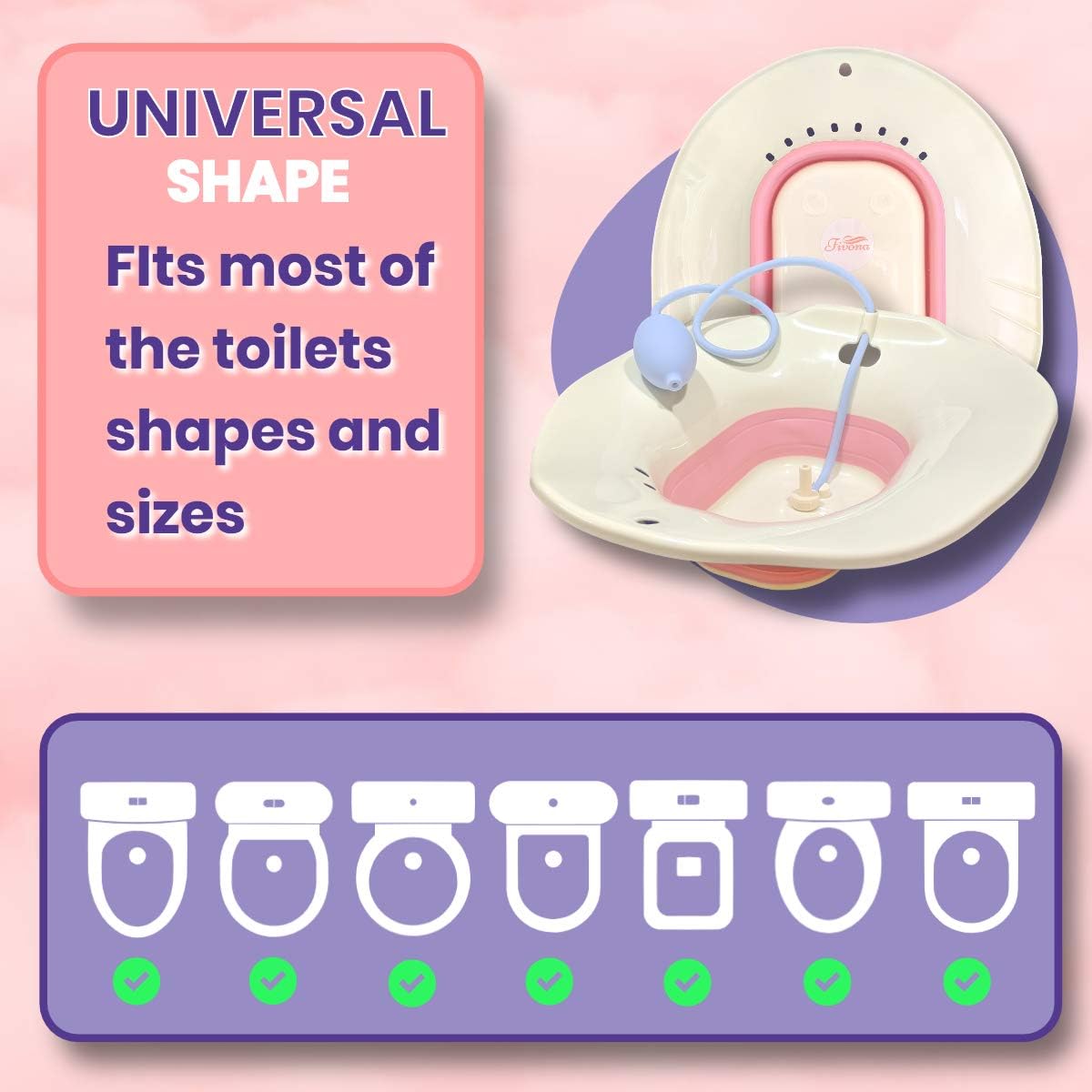 Sitz Bath for Hemorrhoids Relief, Foldable Basin for Toilet Seat, Ideal for Essential Postpartum Care, Perineal Soaking & Hygiene, Includes Hand Flusher with Sprayer, Yoni Steam Tub by Fivona : Health & Household