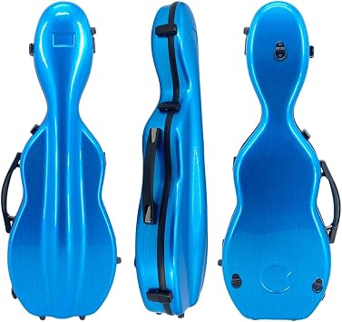 Violin Case 4/4 with Backpack Straps Ultra Lightweight Hard shell Travel Carbon Fiber Fiddle Case with Bow Holders & Hygrometer, Maximum Protection, Waterproof Durable blue