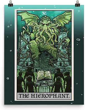 The Hierophant Tarot Card Poster - Cthulhu - Vintage Horror Wall Art Home Decor 16" x 20"