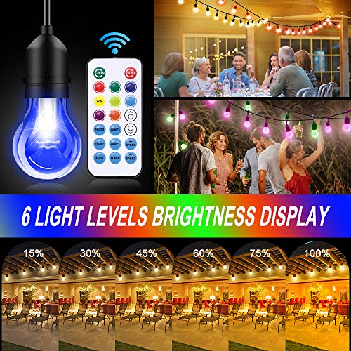 Ipstank 48Ft Outdoor Patio Lights Color Changing, Rgb Led String Lights With 16 E26 Shatterproof Edison Bulbs, Dimmable Patio String Lights For Bistro Backyard Garden, 1 Remote Controllers #TOP7