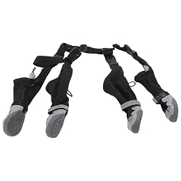 Fockety Dog Suspender Boots, Anti Dirt Pants with Shoes, Adjustable Straps for Small Medium Large Dogs, Reflective Anti Slip Paws Protectors for Outdoor Walking, Rain, Snow, Mud (L)