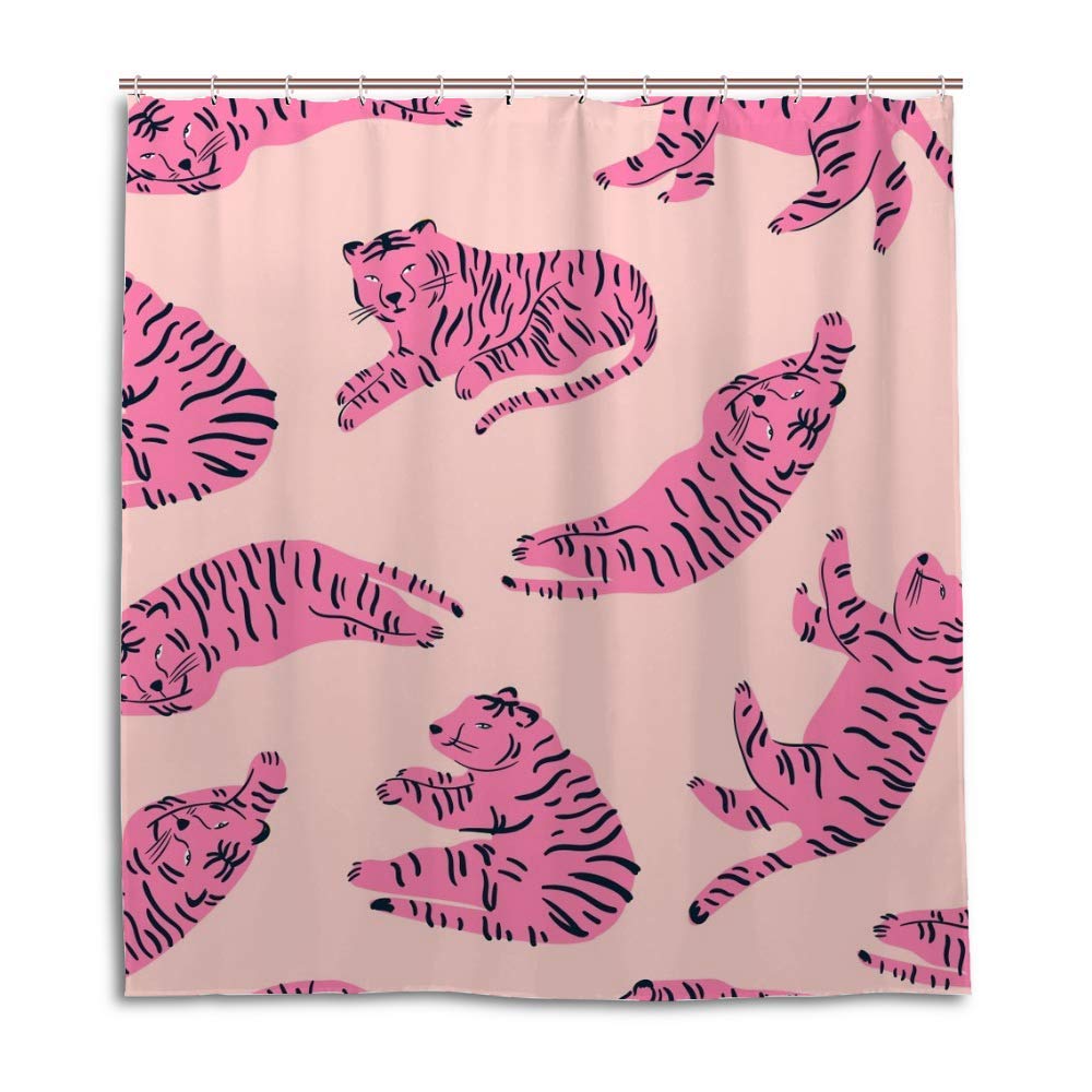 Rideau de douche tigre rose pour une décoration de salle de bain moderne