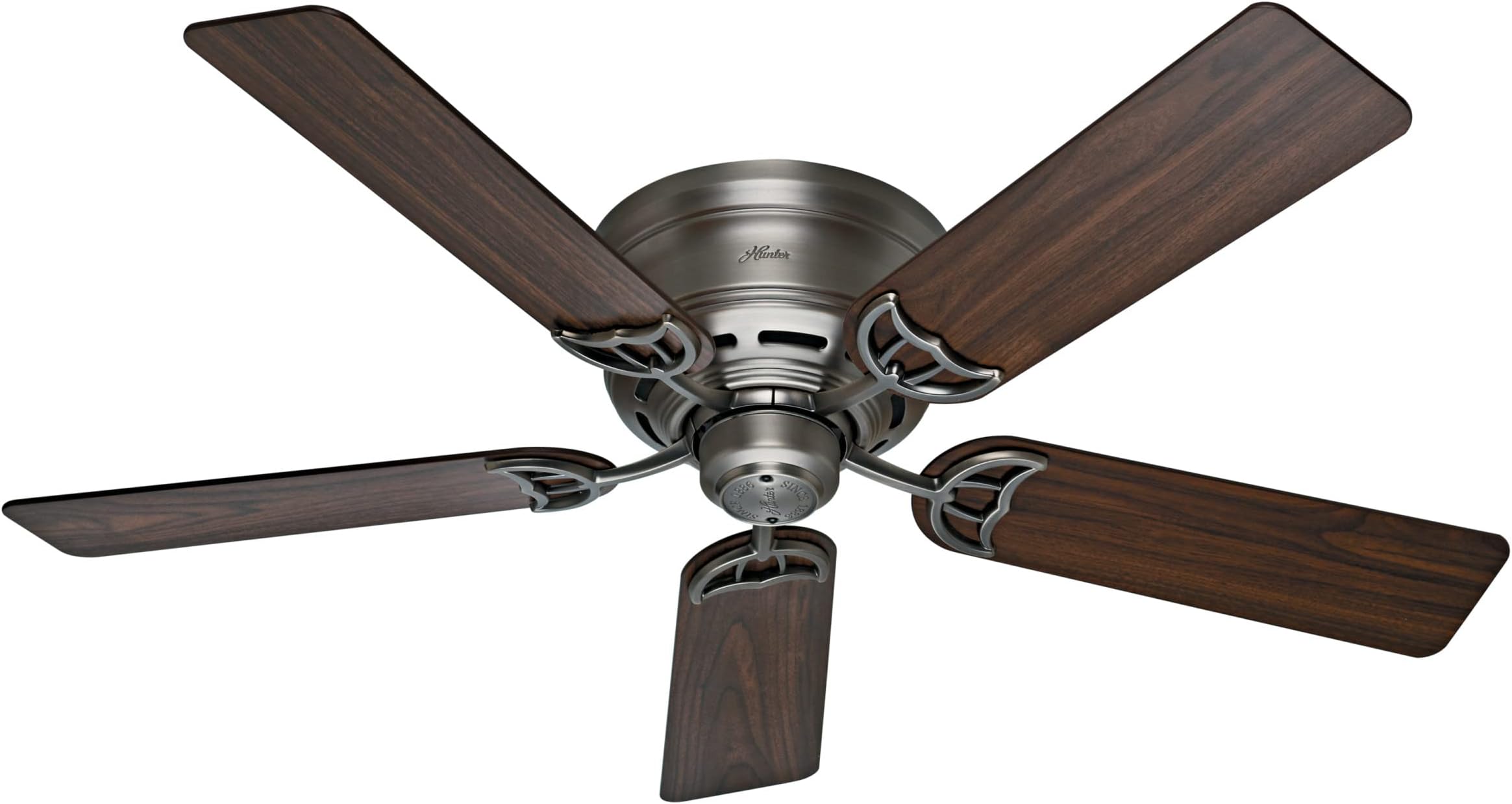 Hunter Fan Company Low Profile 52-inch Indoor Antique Pewter Traditional Ceiling Fan Without Light Kit, Includes Pull Chains, and Reversible WhisperWind Motor