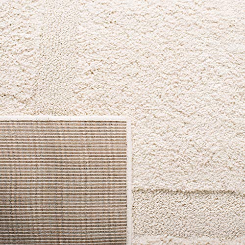 Safavieh Florida Shag Collection Area Rug - 6' X 9', Creme & Creme, Border Design, Non-Shedding & Easy Care, 1.2-Inch Thick Ideal For High Traffic Areas In Living Room, Bedroom (Sg454-1111) #TOP7