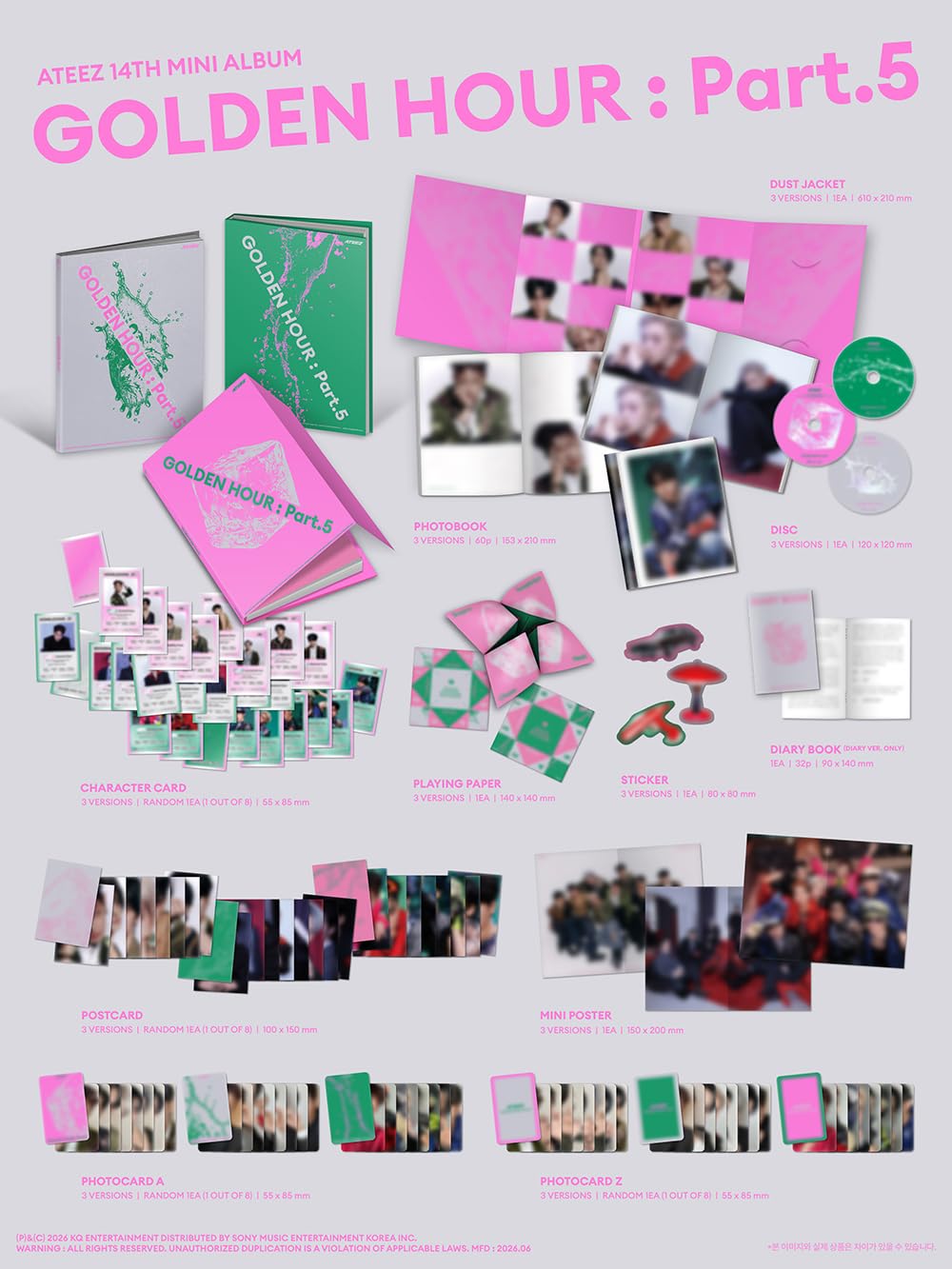 A.TEEZ GOLDEN HOUR : Part.5 [Photobook 3 Ver Set] 14° mini album