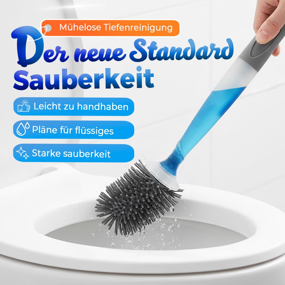 Toilettenbürste Set, Silikon Toilettenbürste mit schnell trocknendem Halter für Badezimmer, 2026, langlebig und leicht zu reinigen, unverzichtbares Badezimmerzubehör