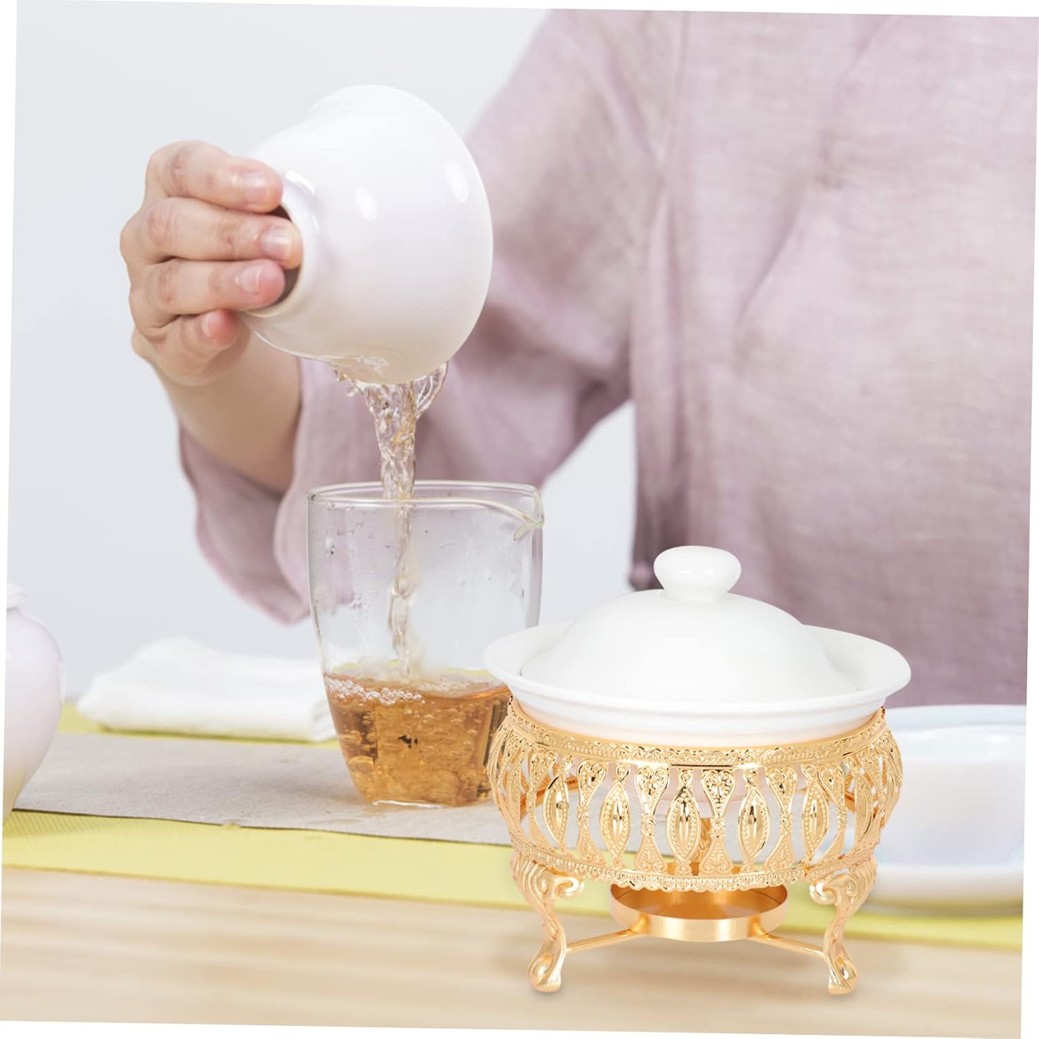 Alipis Tea Cozy Teapot Warmer European Design Candle Holder for Teapot Heat-Resistant Tea Rack
