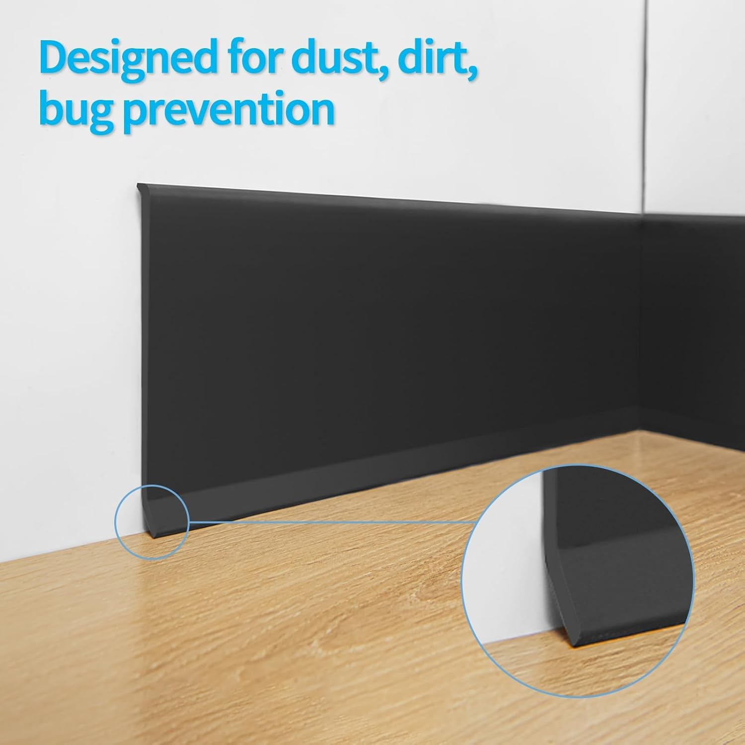 Art3d 20ft Vinyl Wall Baseboard Trim Peel and Stick for Wall Edges, Furniture Decoration, Wall Molding Trim Black