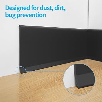 Art3d 20ft Vinyl Wall Baseboard Trim Peel and Stick for Wall Edges, Furniture Decoration, Wall Molding Trim Black