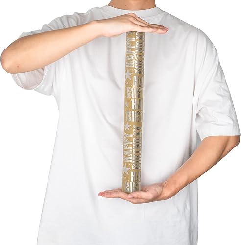 Miniatura 3 de RUSPEPA Rollo de papel de regalo Kraft  Patrón de feliz cumpleaños plateado ideal para cumpleaños fiestas baby shower 175 pulgadas x 328 pies