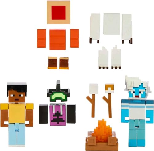 Mattel Minecraft Creator Series - Juego de figuras de acción y accesorios coleccionables, Mount Enderwoood Yeti Scare con figuras de Steve y Yeti