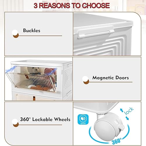 Miniatura 5 de Contenedores de almacenamiento de 2 niveles organizadores de cajas de plástico  36 cuartos de galón apilables con tapas para dormitorio, sala de