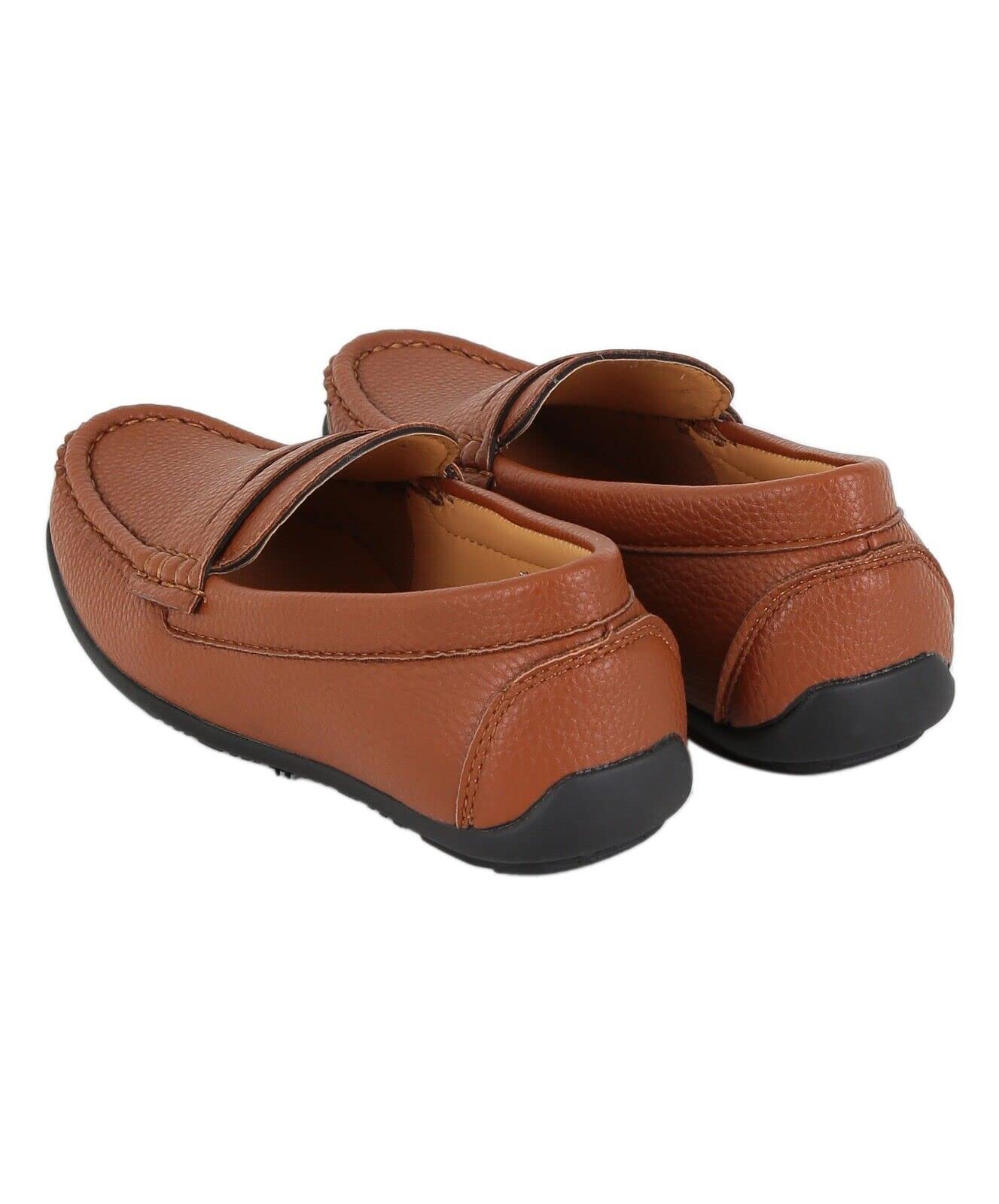 Mocassino da Ragazzo in Ecopelle con battistrada, Mocassino da Sposa, Classico, Elegante, Casual, Mocassino, Scarpe Marrone Chiaro Piatte Taglia UE 27